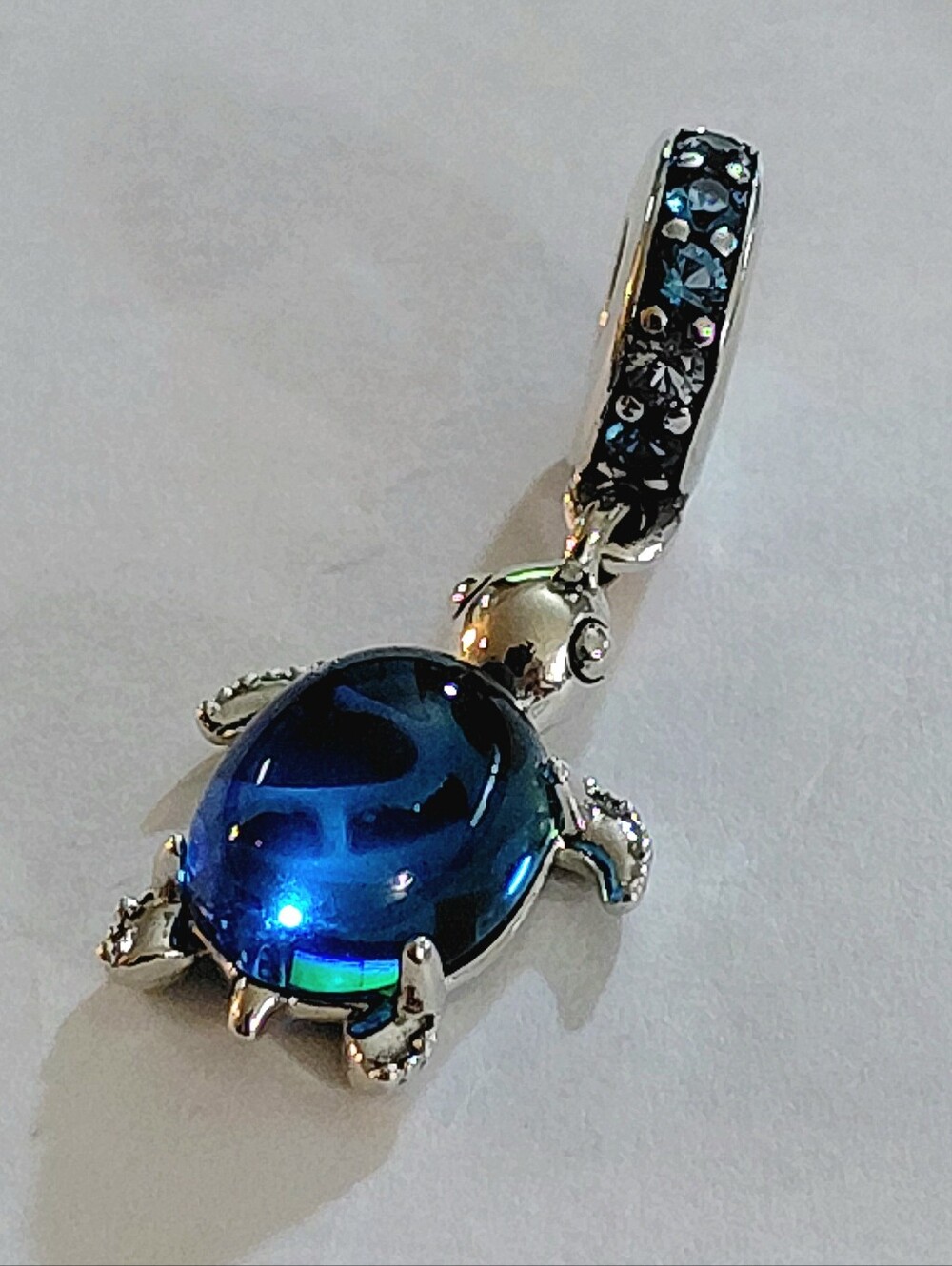 Authentic NEW Pandora Murano Glass Sea Turtle Dangle Charm S925ALE CZ - Picture 2 of 8